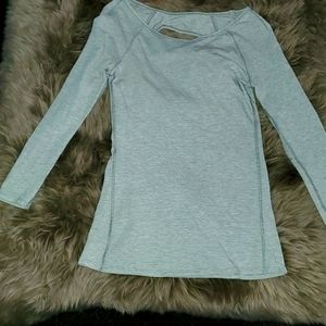 Lululemon 3/4 sleeve length fitted open back top, size 4